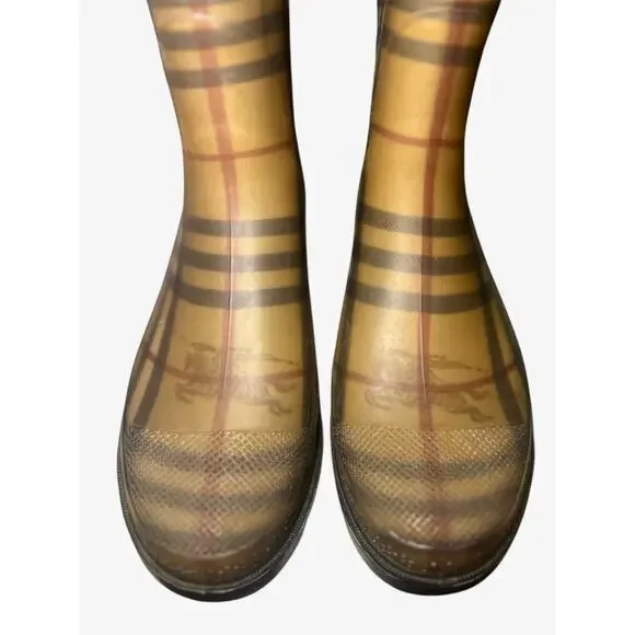 Burberry Haymarket Tall Rain Boots Nova Check Plaid Size 40 EUR/9.5 US - Picture 3 of 6